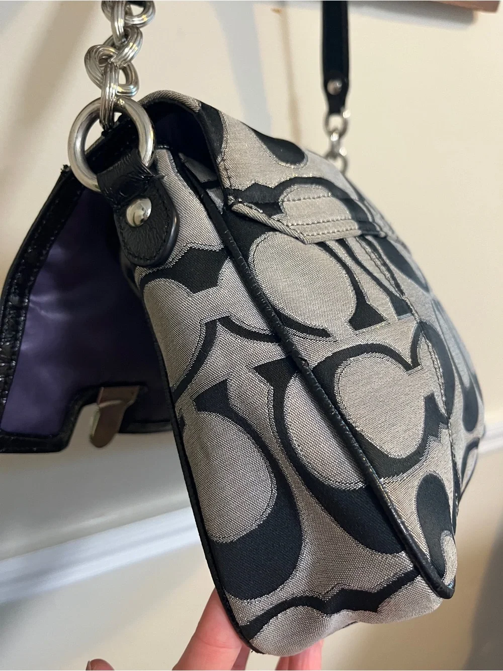 Vintage Y2K Coach Poppy Signature Pushlock Flap Bag (Style No. 18352)